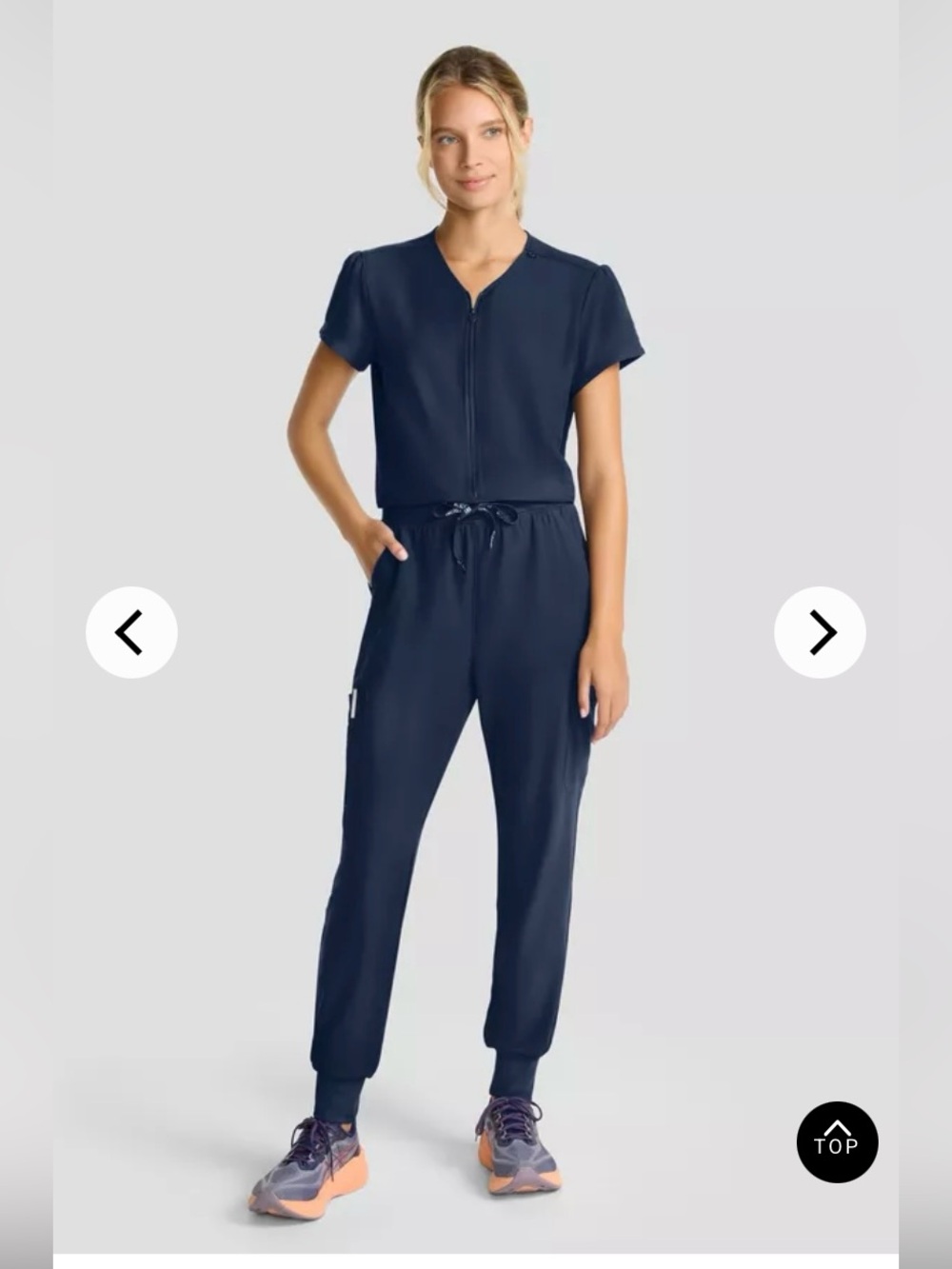 Med Couture 4-pocket Short-Sleeve Zip-Front Scrub Jumpsuit